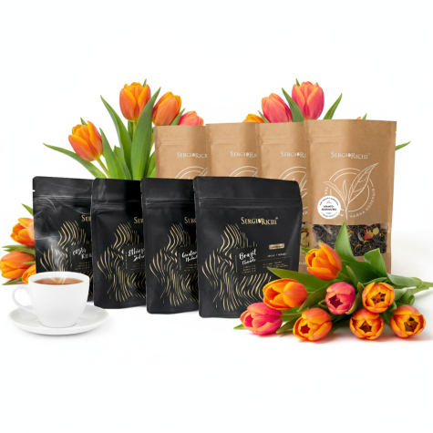 Чайно-кофейный Сет 4 Сорта по 250г кофе + 4 упаковки по 250г чая